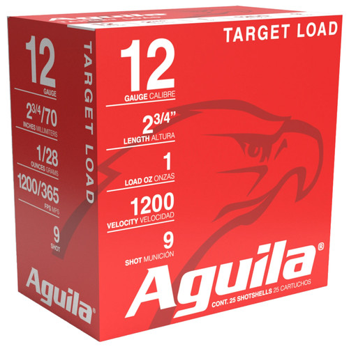 Aguila Target Load 12 Ga, 2.75", 1 Oz, 9 Shot, 25rd Box
