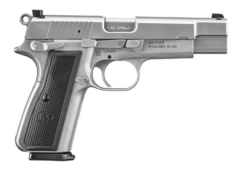 FN High Power 9mm, 4.7" Barrel, Stainless Steel, Black Polymer Grip, 17rd
