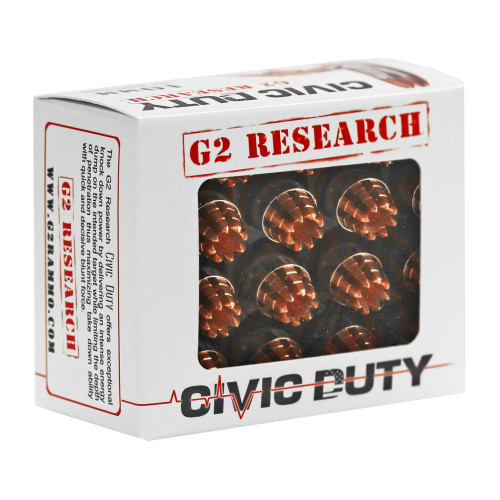 G2 Research Civic Duty 10mm, 122gr, Lead Free Copper, 20rd Box