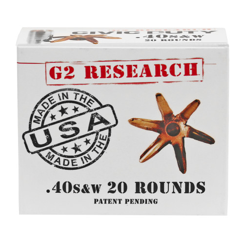 G2 Research Civic Duty 40 Smith & Wesson, 122gr, Lead Free Copper, 20rd Box