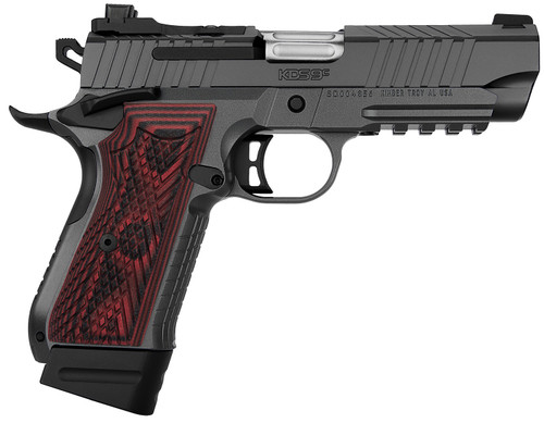 Kimber KDS9C Rail 9mm, 4.09" Barrel, Gray, Red/Black G10 Grip, 18rd