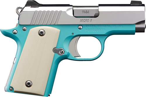Kimber Micro 9 Bel Air 9mm, 4" Barrel, Blue Frame, Ivory G10 Grip, 6rd
